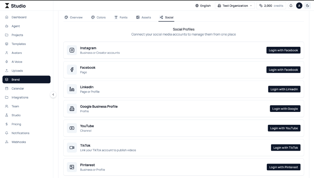 Social Profiles Integration